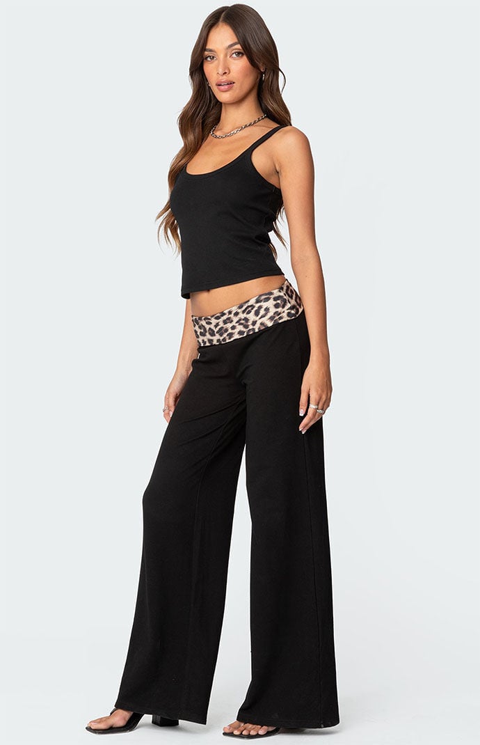 Edikted Leopard Fold Over Pants | PacSun Edikted Leopard Fold Over Pants | PacSun