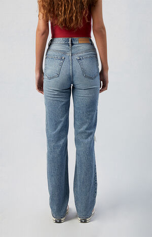 Medium Indigo Ripped V Dip '90s Boyfriend Jeans image number 5