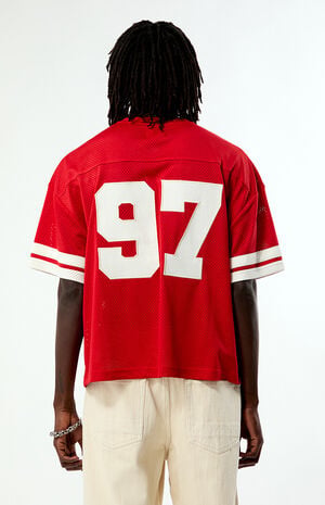 Red Ventura Cropped Football Jersey image number 4