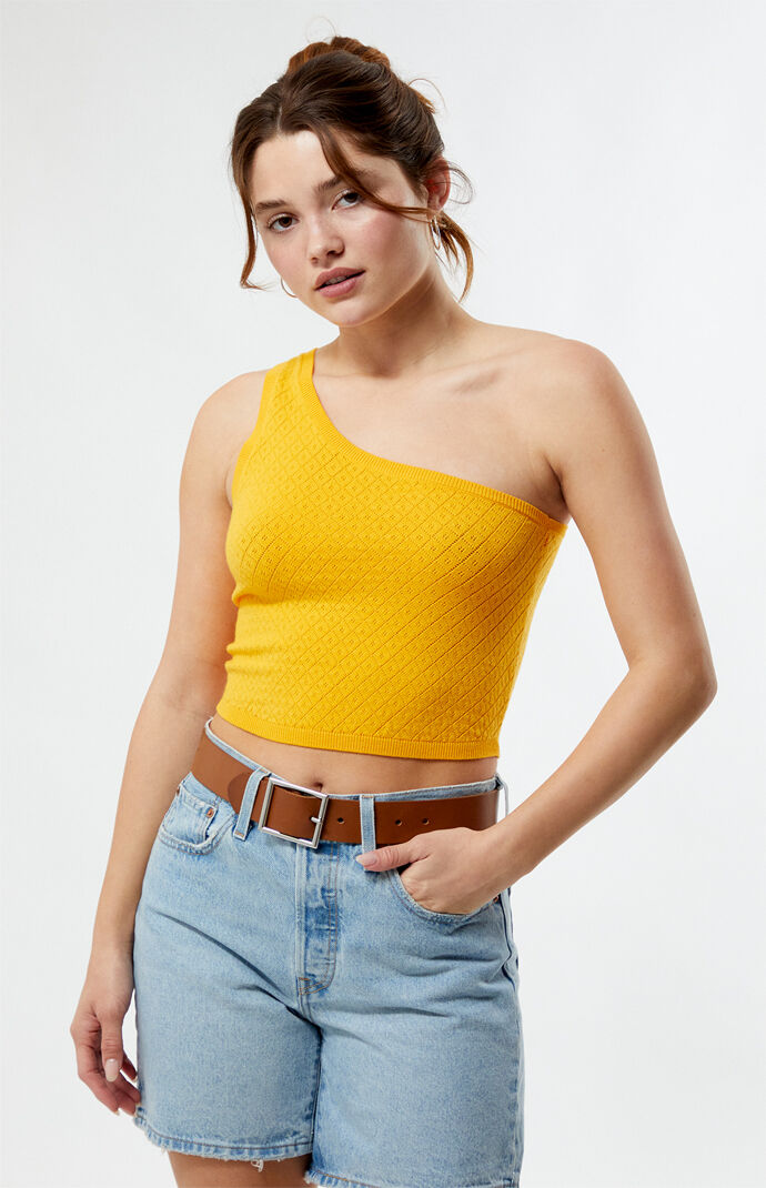 LA Hearts Nadine Pointelle One Shoulder Top PacSun