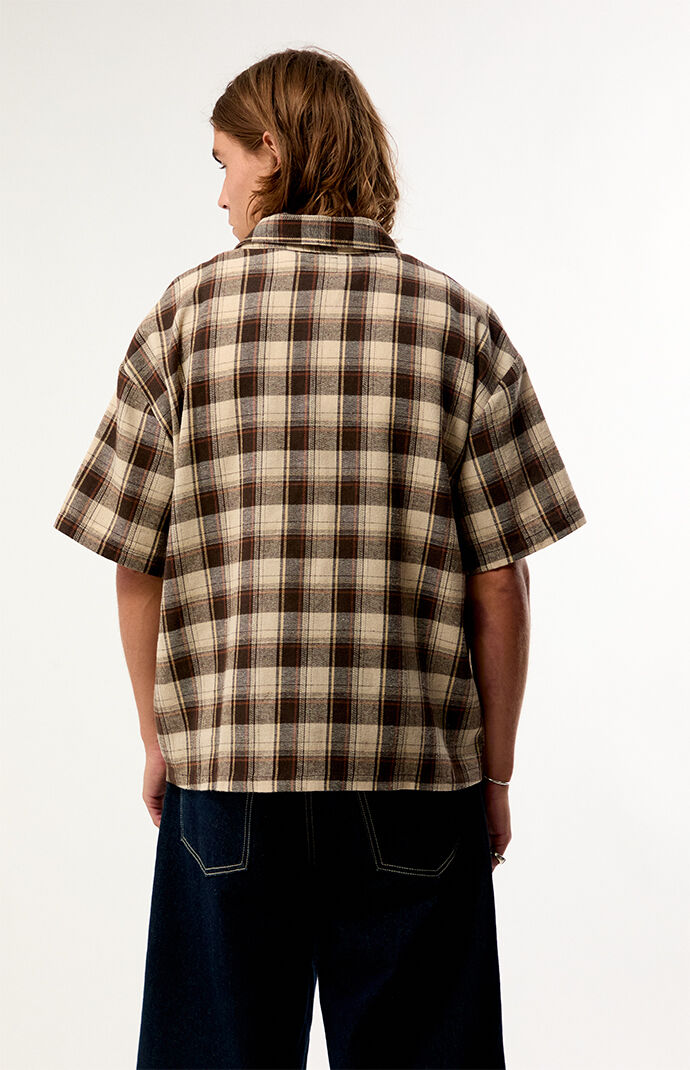 Pacsun Tan Plaid Woven Flannel Shirt
