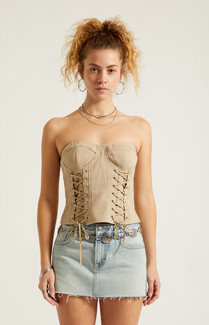 Knox Strapless Denim Lace-Up Corset image number 2