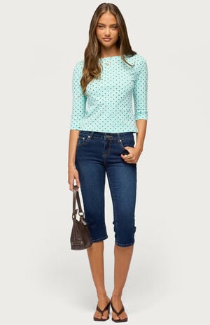 Lela Polka Dot Quarter Sleeve Top image number 5