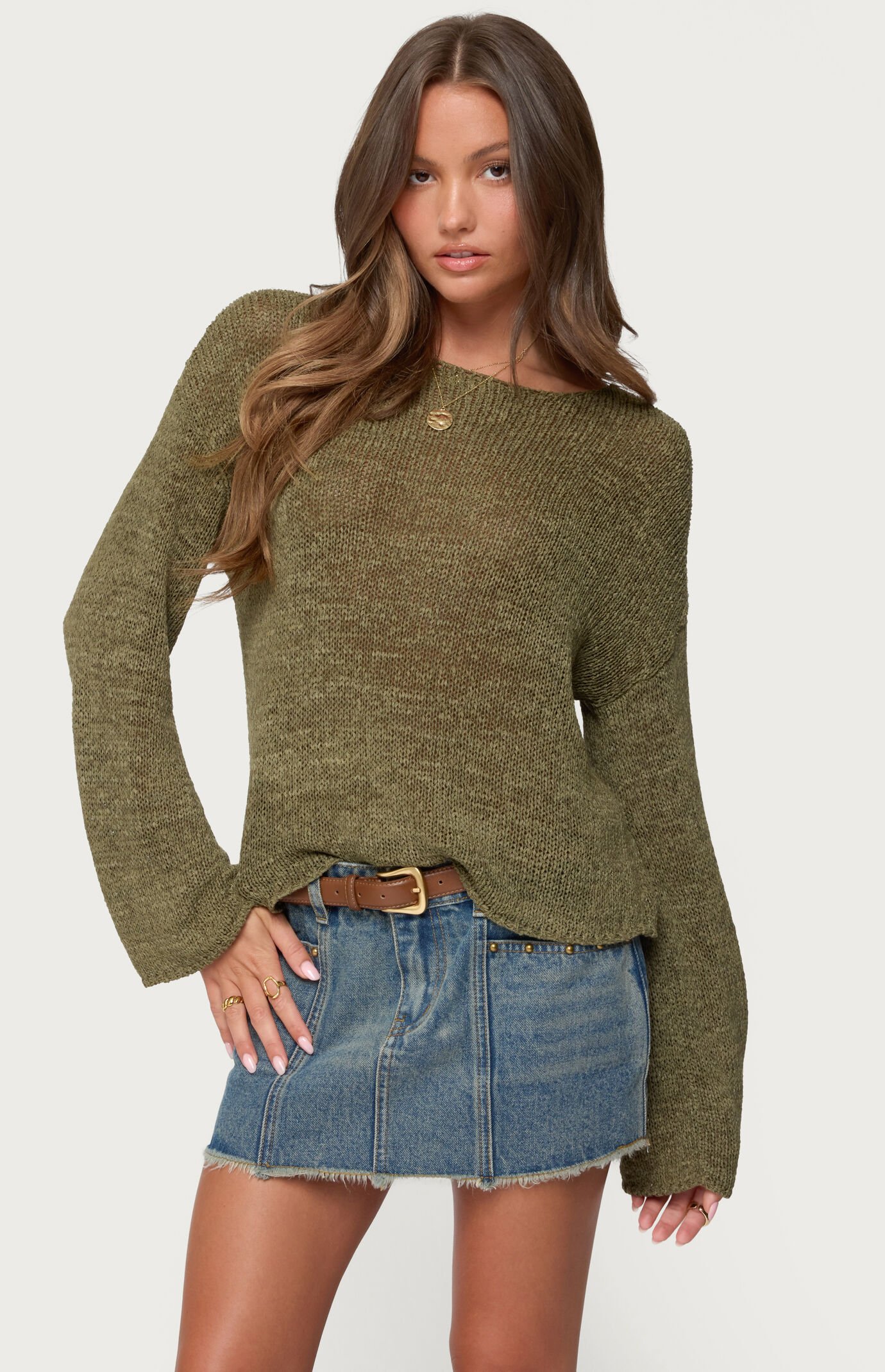 Edikted Drop Shoulder Light Knit Sweater