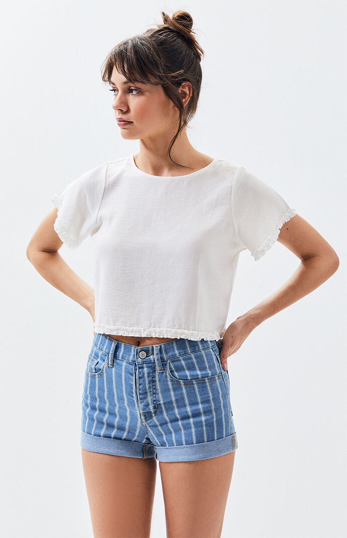 Short Sleeve Ruffle Woven Top