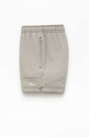 Gray Solid Seersucker 4.5" Swim Trunks image number 3