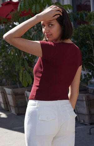 Burgundy Hailie Basic T-Shirt image number 3