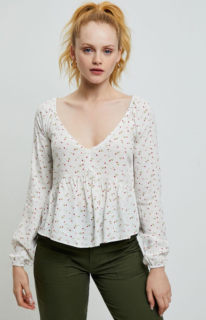 LA Hearts Long Sleeve Babydoll Top | PacSun