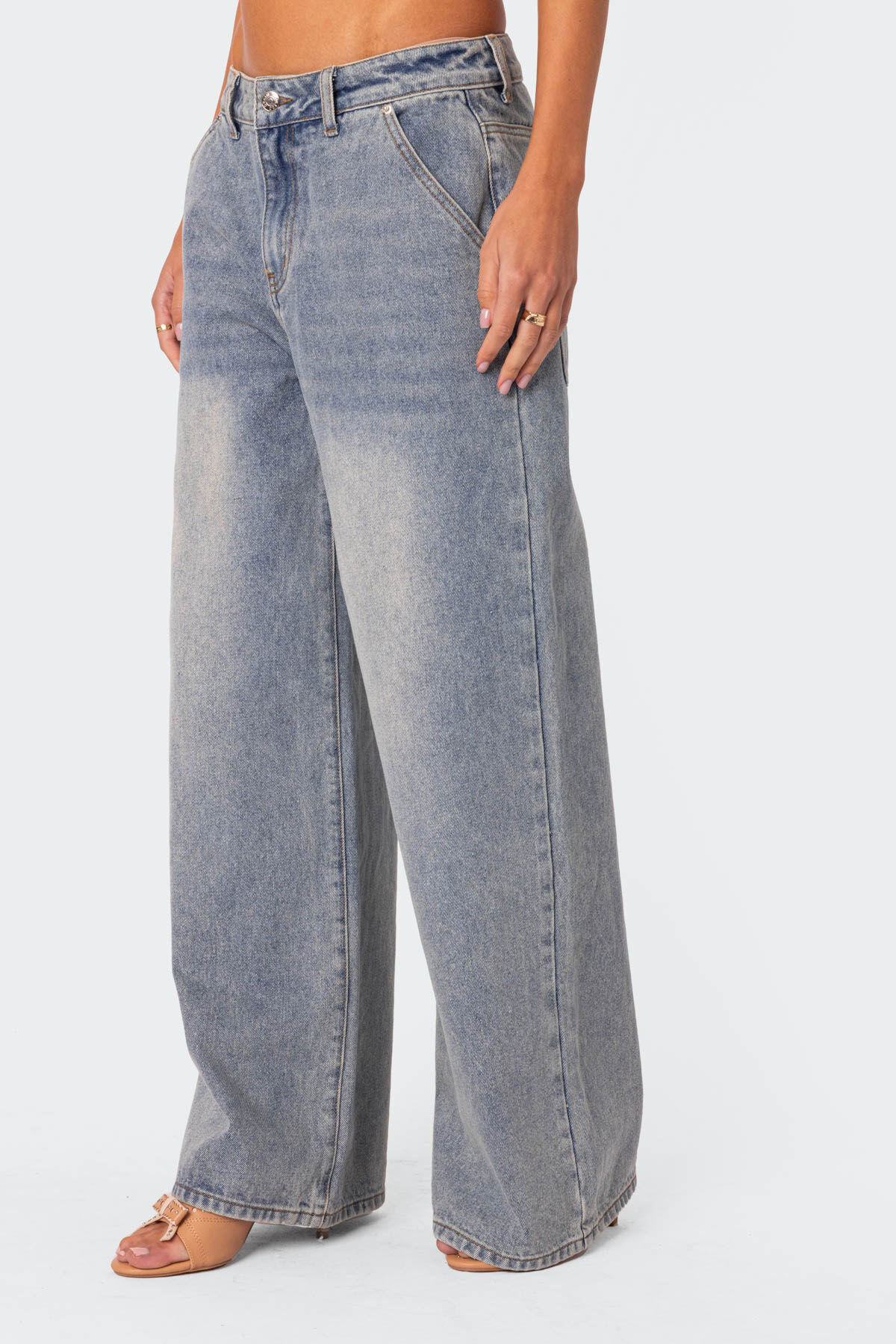 Myla Washed Low Rise Wide Leg Jeans