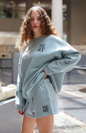 x PacSun Slate Blue Mini Sweat Shorts image number 1