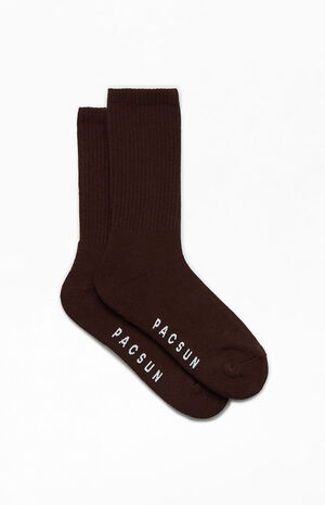 Eco Brown Basic Crew Socks image number 2