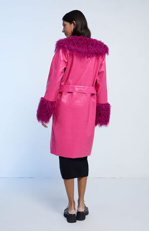 Faux Leather & Fur Coat image number 3