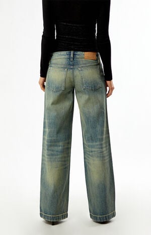 Kaia Ultimate Low Rise Baggy Double Button Tinted Medium Blue image number 4