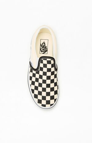 Kids White & Black Checker Classic Slip-On Shoes image number 5