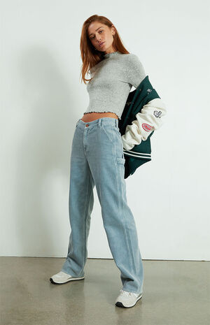 Blue Corduroy Baggy Carpenter Pants image number 1