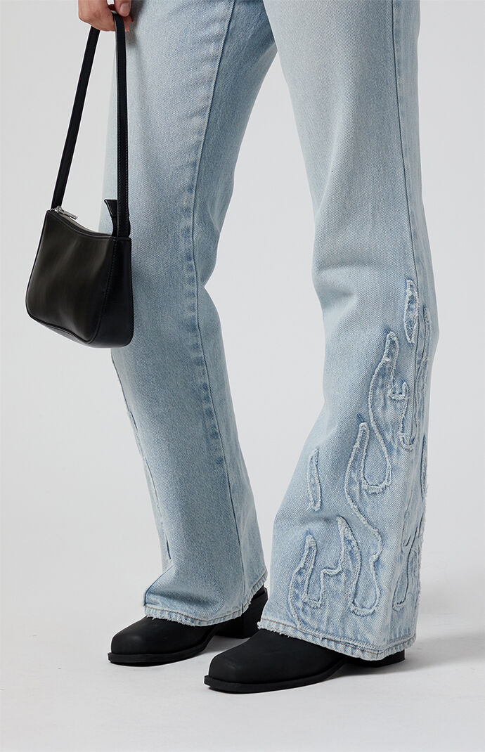 Pacsun Jade Low Rise Bootcut Jeans Flames Light Indigo | PacSun