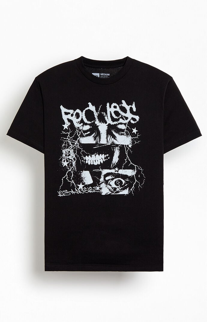 Young & Reckless Men's Static Vision T-Shirt in Washed Black - Size 2XL