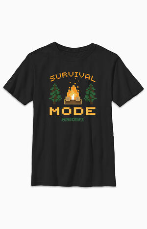 Kids Minecraft Camp Fire Survival T-Shirt image number 1