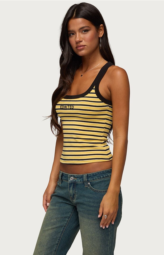 Edikted Energy Striped Ribbed Tank Top