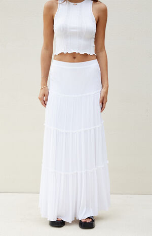 White Tiered Maxi Skirt image number 2