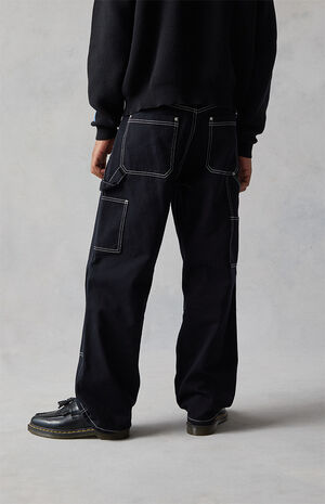 Embroidered Star Double Knee Carpenter Baggy Jeans image number 3