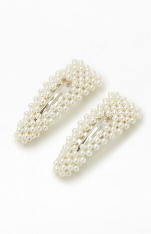 PEARL HAIR CLIP 2 PK COGNAC PEARL HAIR CLIP 2 PK COGNAC