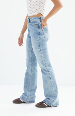 Stretch Indigo High Waisted Bootcut Jeans image number 3