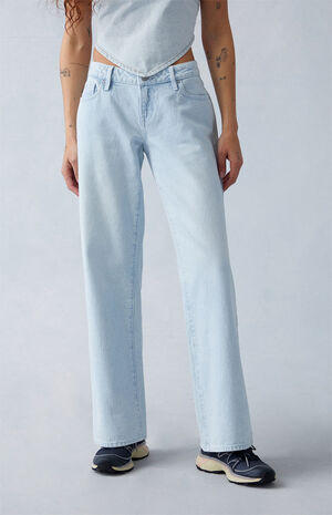 Eco Light Indigo Carpenter Low Rise Wide Leg Jeans image number 2