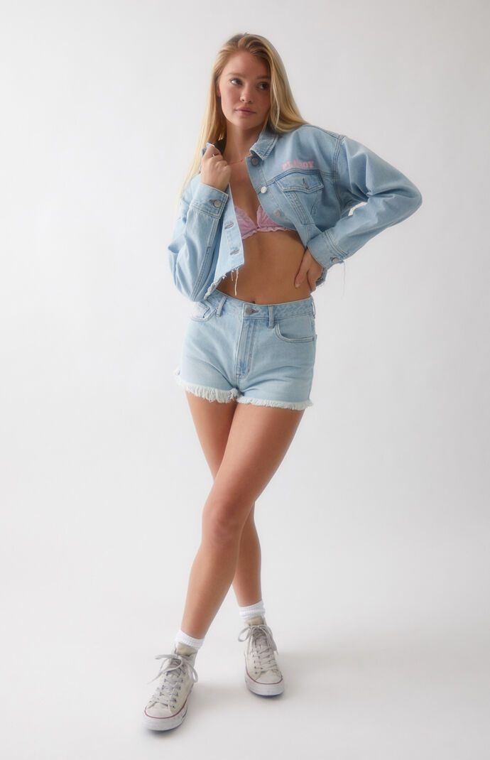 By PacSun Pink Bunny Cropped Trucker Jacket