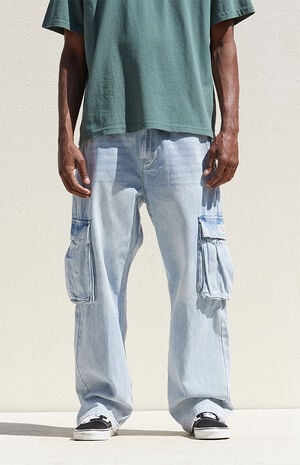 Light Indigo Baggy Cargo Jeans image number 2