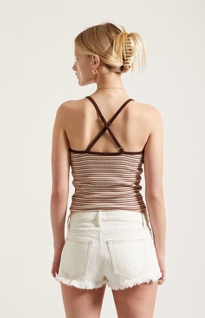 Jamie Denim Micro Shorts Frayed Contrast White image number 4