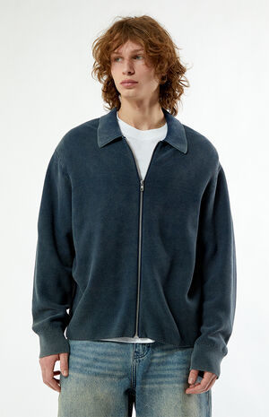 Blue Zip Up Sweater image number 2