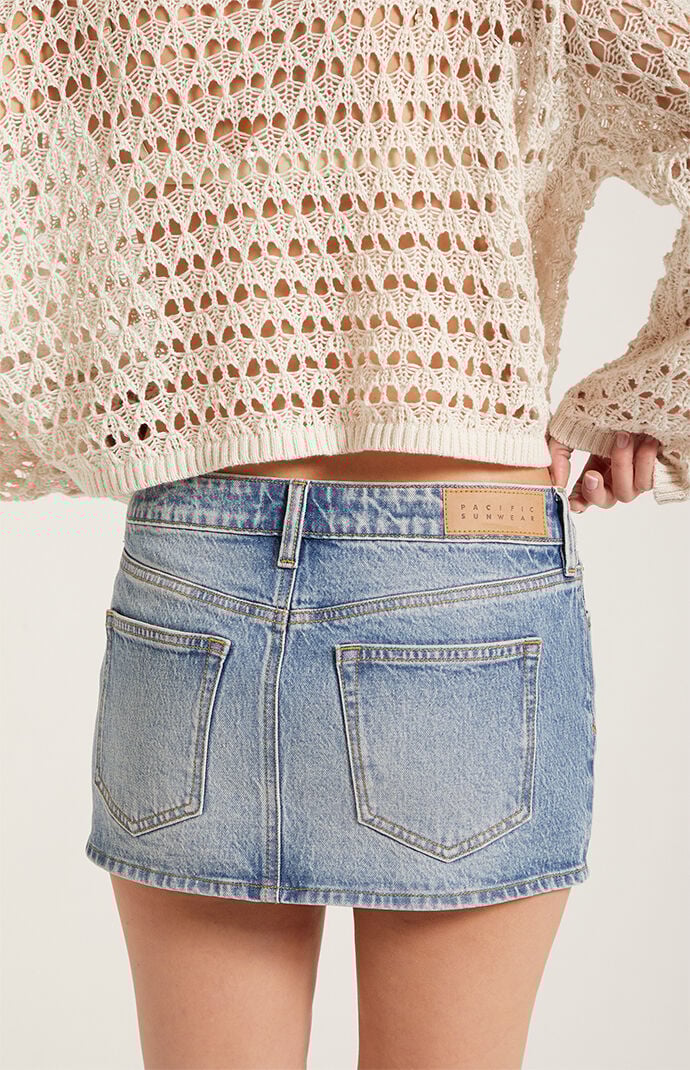 Pacsun Piper Stretch Medium Blue Denim Micro Mini Skirt