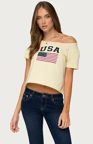 USA Babe Off-The-Shoulder T-Shirt image number 1