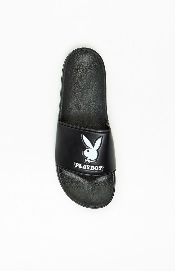 x Playboy Black Slide Sandals
