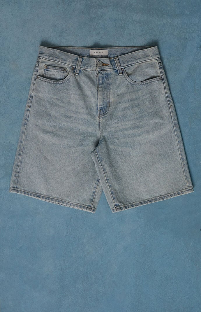 Pacsun Parker Baggy Denim Shorts Light Blue Tint