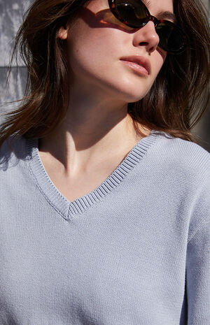 Light Blue Nikki V-Neck Sweater image number 2