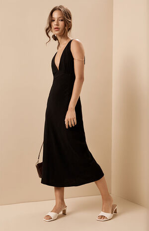 V-Neck Bias Cut Midi Dress image number 2