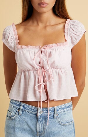 Mae Tie Front Contrast Top image number 2