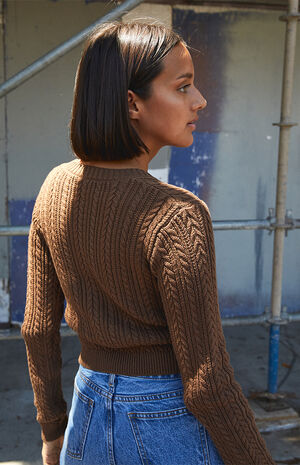 Brown Cable Stitch Cardigan image number 3