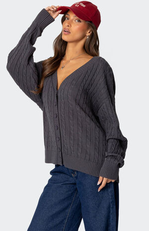 Francine Oversized V Neck Cardigan image number 3
