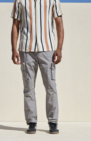 Stretch Canvas Gray Slim Cargo Pants image number 2