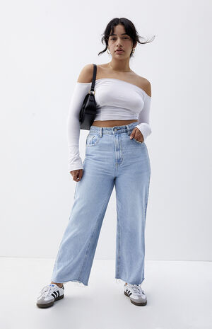 Light Indigo Cropped Wide Leg Jeans image number 2