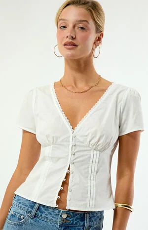 Claire Short Sleeve Button Front Top image number 5