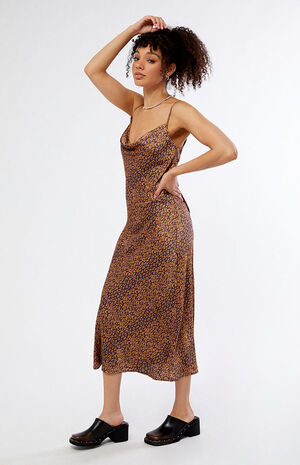 Floral Satin Cowl Neck Midi Dress image number 3