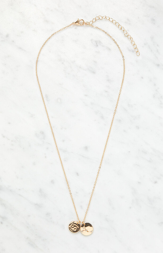 Gold Cancer Disc Necklace