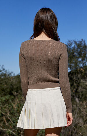 Brown Shannon Pointelle Cardigan image number 3