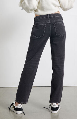 Black Low Rise Straight Leg Jeans image number 4