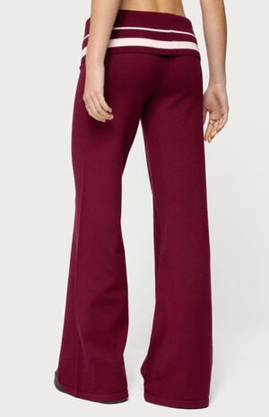 Kaliya Stripey Fold Over Knit Flared Pants image number 3