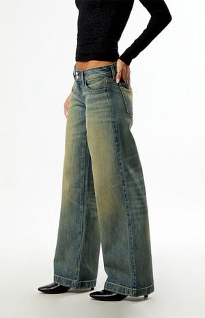 Kaia Ultimate Low Rise Baggy Double Button Tinted Medium Blue image number 3